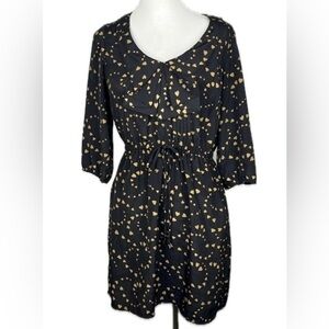 BeBop Black Tan Hearts Mini Dress Sz L Whimsigoth Cute Retro Twee Addams